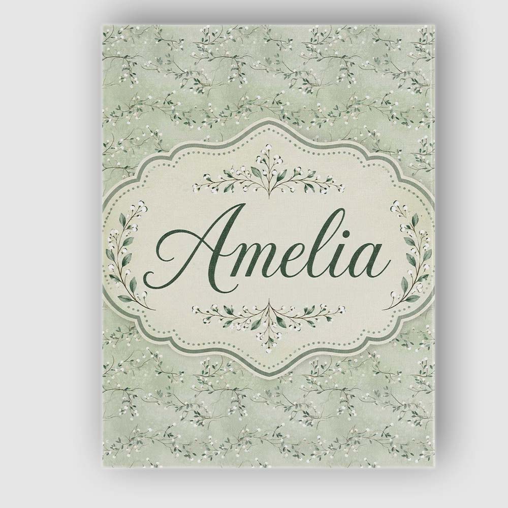 Personalised Name Delicate Green Botanical Custom Unique Gift Idea Elegant Feature Canvas Wall Art Print Decor Picture Ready to Hang
