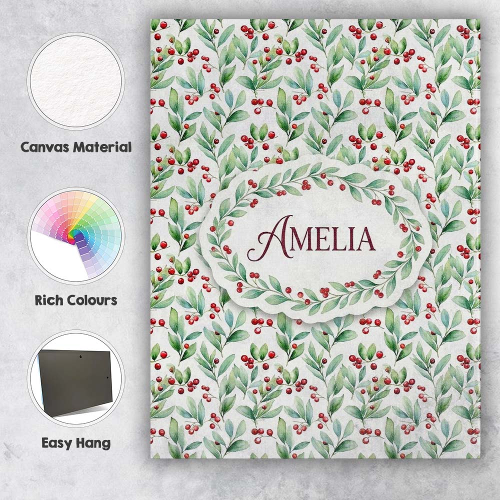 Personalised Name Light Botanical Leaves Custom Unique Gift Idea Elegant Feature Canvas Wall Art Print Decor Picture Ready to Hang