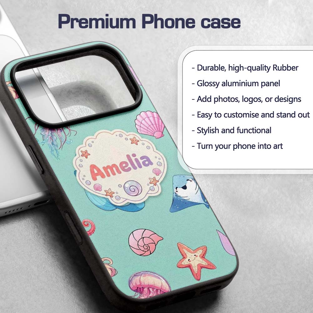 Mermaid Ocean Friends Jellyfish Starfish Mint Custom Name Protective Phone Case Mobile Cover Durable Everyday Smartphone Shock Resistant