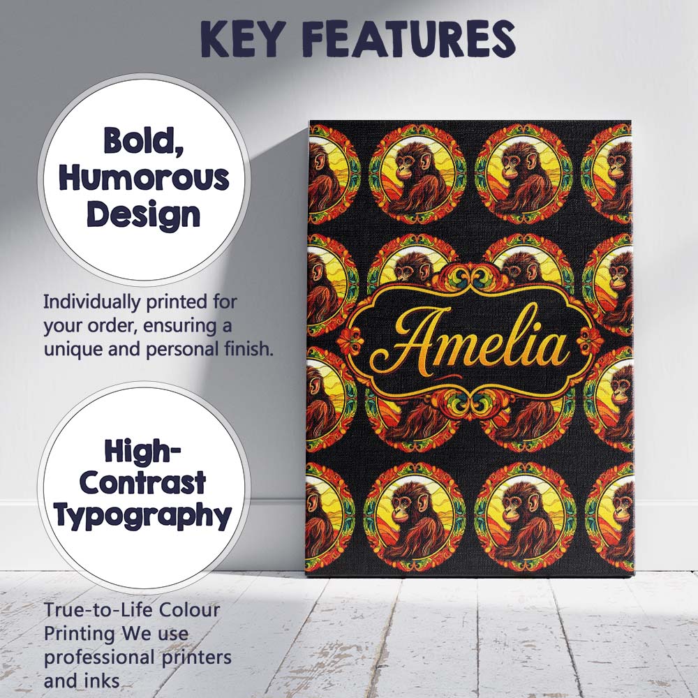 Personalised Name Psychedelic Colourful Custom Modern Room Accent Elegant Feature Canvas Wall Art Print Decor Picture Ready to Hang