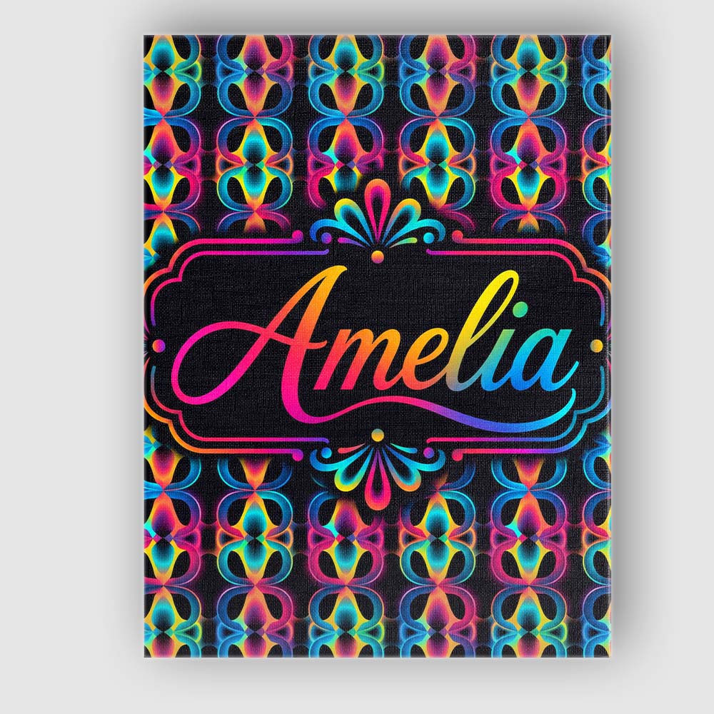 Personalised Name Retro Psychedelic Loop Custom Unique Gift Idea Elegant Feature Canvas Wall Art Print Decor Picture Ready to Hang