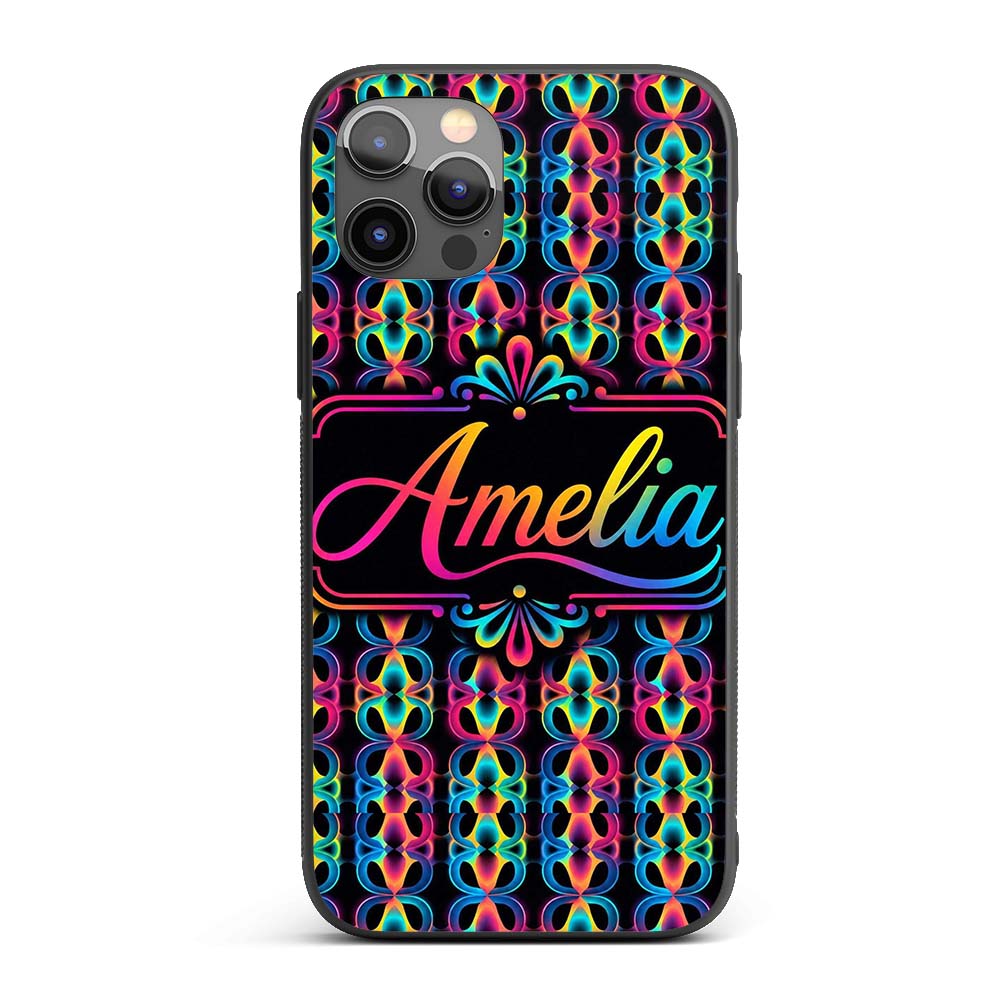 Retro Psychedelic Loop Gradient Printed Design Custom Name Protective Phone Case Mobile Cover Durable Everyday Smartphone Shock Resistant
