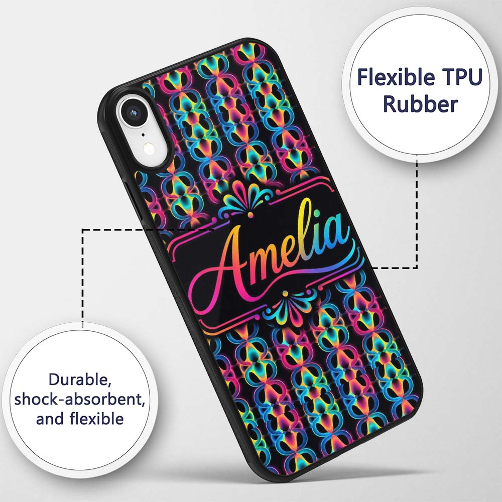 Retro Psychedelic Loop Gradient Printed Design Custom Name Protective Phone Case Mobile Cover Durable Everyday Smartphone Shock Resistant