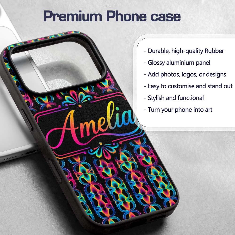 Retro Psychedelic Loop Gradient Printed Design Custom Name Protective Phone Case Mobile Cover Durable Everyday Smartphone Shock Resistant
