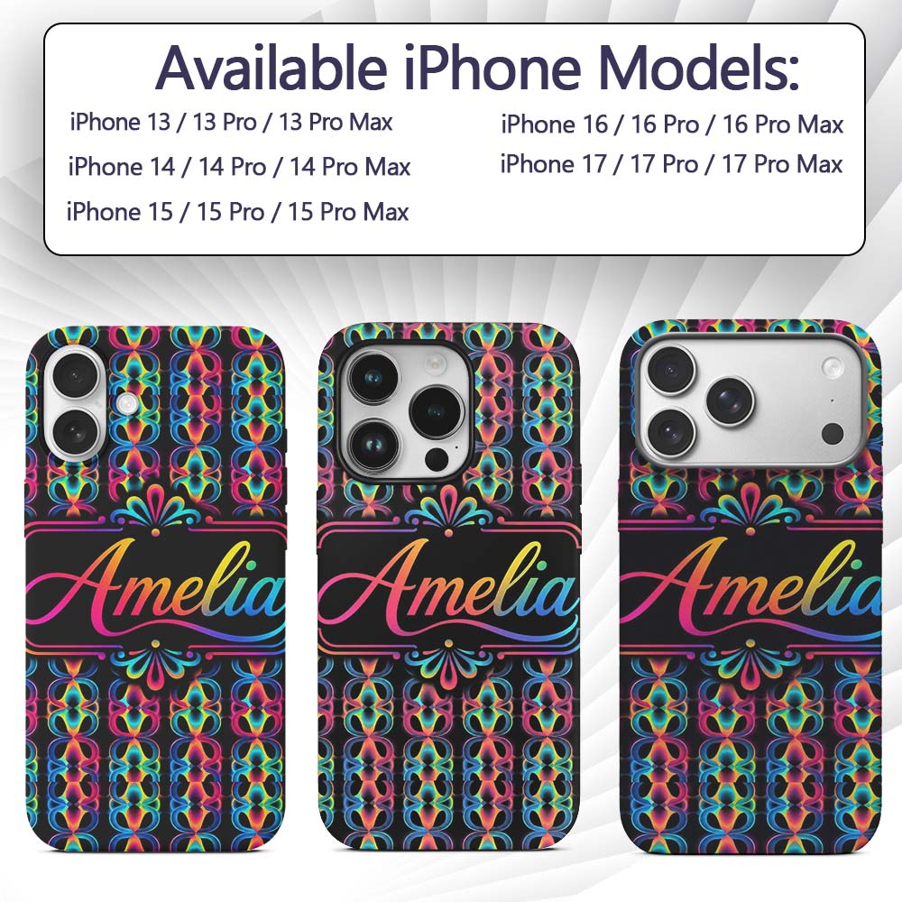 Retro Psychedelic Loop Gradient Printed Design Custom Name Protective Phone Case Mobile Cover Durable Everyday Smartphone Shock Resistant