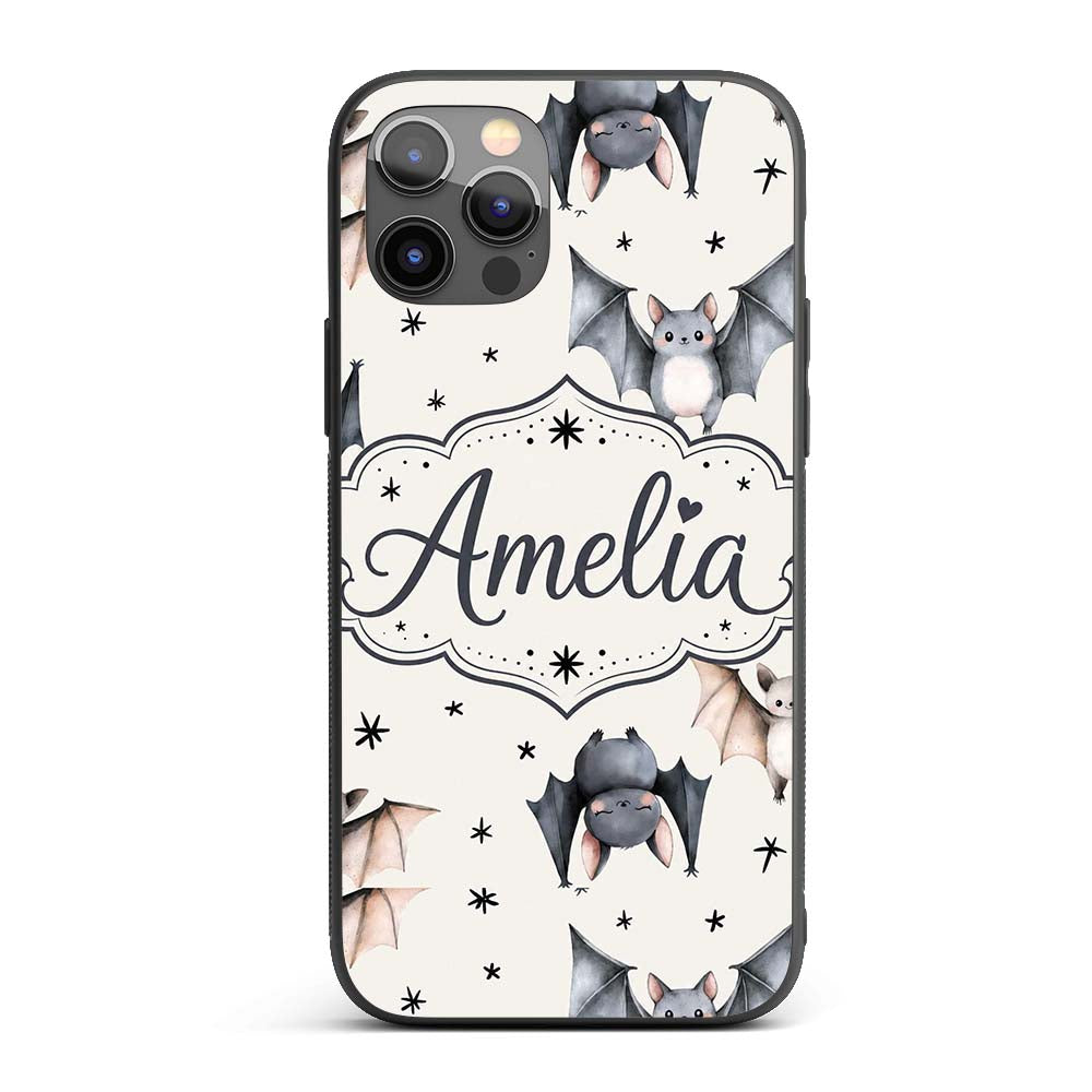 Cute Watercolor Bats and Stars Seamless Pattern Custom Name Protective Phone Case Mobile Cover Durable Everyday Smartphone Shock Resistant