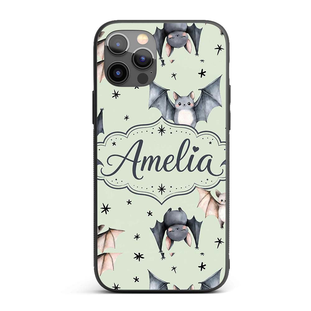 Cute Watercolor Bats and Stars Seamless Pattern Custom Name Protective Phone Case Mobile Cover Durable Everyday Smartphone Shock Resistant