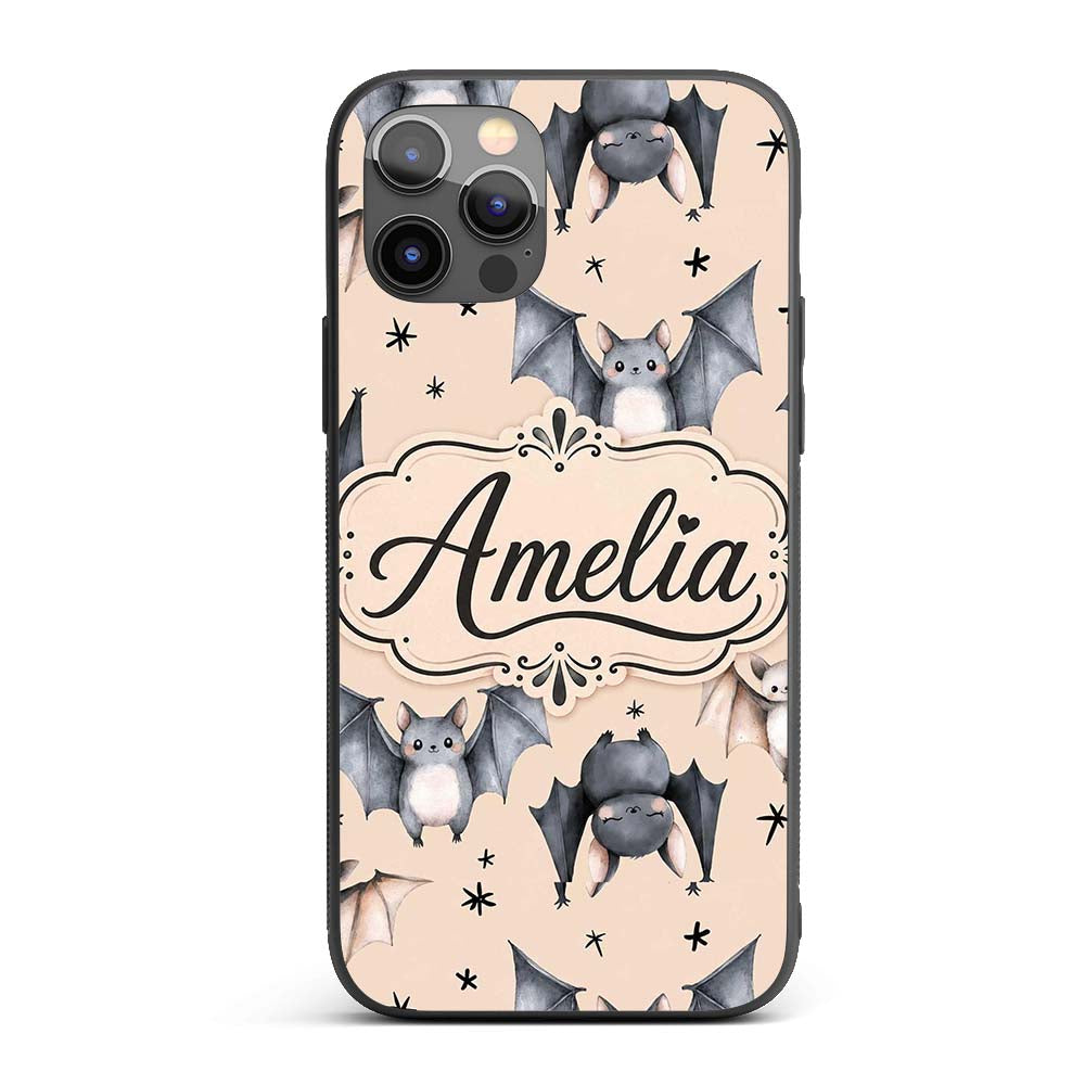Cute Watercolor Bats and Stars Seamless Pattern Custom Name Protective Phone Case Mobile Cover Durable Everyday Smartphone Shock Resistant