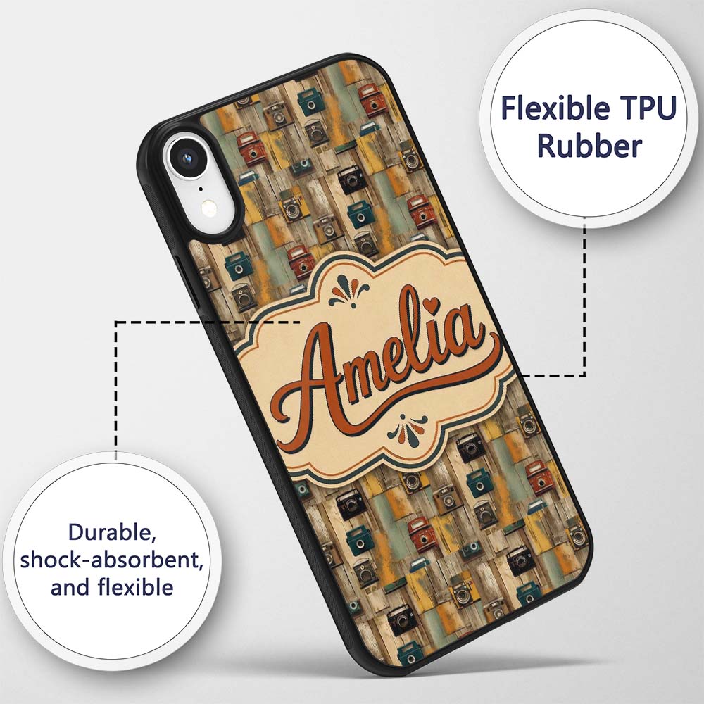Rustic Wooden Panel Background Printed Design Custom Name Protective Phone Case Mobile Cover Durable Everyday Smartphone Shock Resistant
