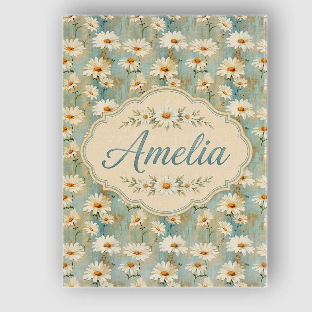 Personalised Name Delicate Wild Daisy Custom Modern Room Accent Creative Decorator Style Canvas Wall Art Print Decor Picture Ready to Hang