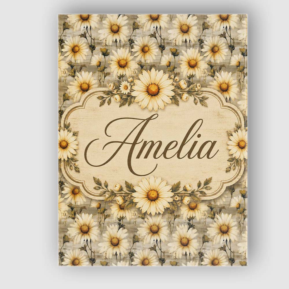 Personalised Name Classic Daisy Clusters on Custom Bespoke Interior Contemporary Canvas Wall Art Print Decor Picture Ready to Hang