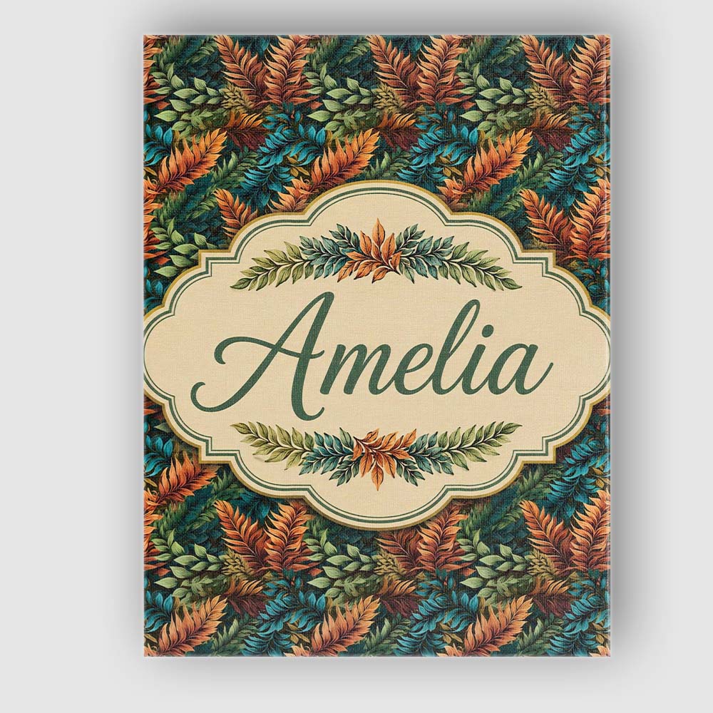 Personalised Name Vibrant Tropical Leaf Custom Modern Room Accent Elegant Feature Canvas Wall Art Print Decor Picture Ready to Hang