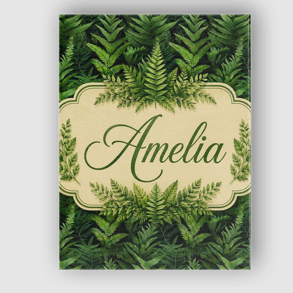 Personalised Name Lush Green Fern Jungle Custom Unique Gift Idea Elegant Feature Canvas Wall Art Print Decor Picture Ready to Hang