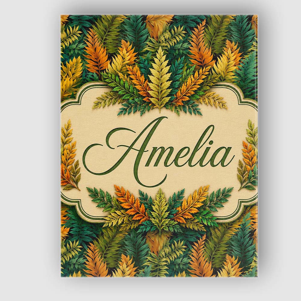 Personalised Name Autumn Multicolour Leaf Custom Unique Gift Idea Elegant Feature Canvas Wall Art Print Decor Picture Ready to Hang