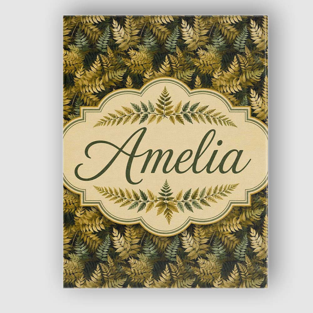Personalised Name Gold and Green Botanical Custom Unique Gift Idea Elegant Feature Canvas Wall Art Print Decor Picture Ready to Hang