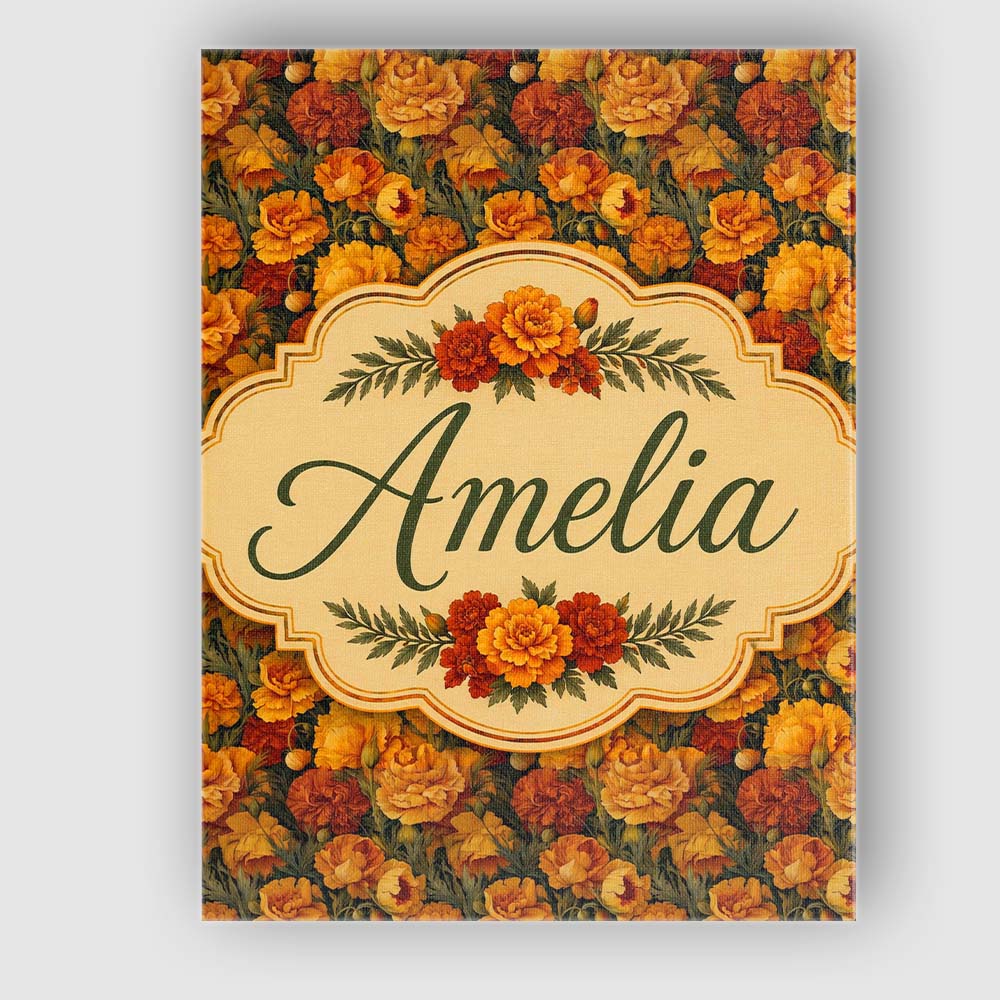 Personalised Name Rich Orange Floral Garden Custom Bespoke Interior Contemporary Canvas Wall Art Print Decor Picture Ready to Hang
