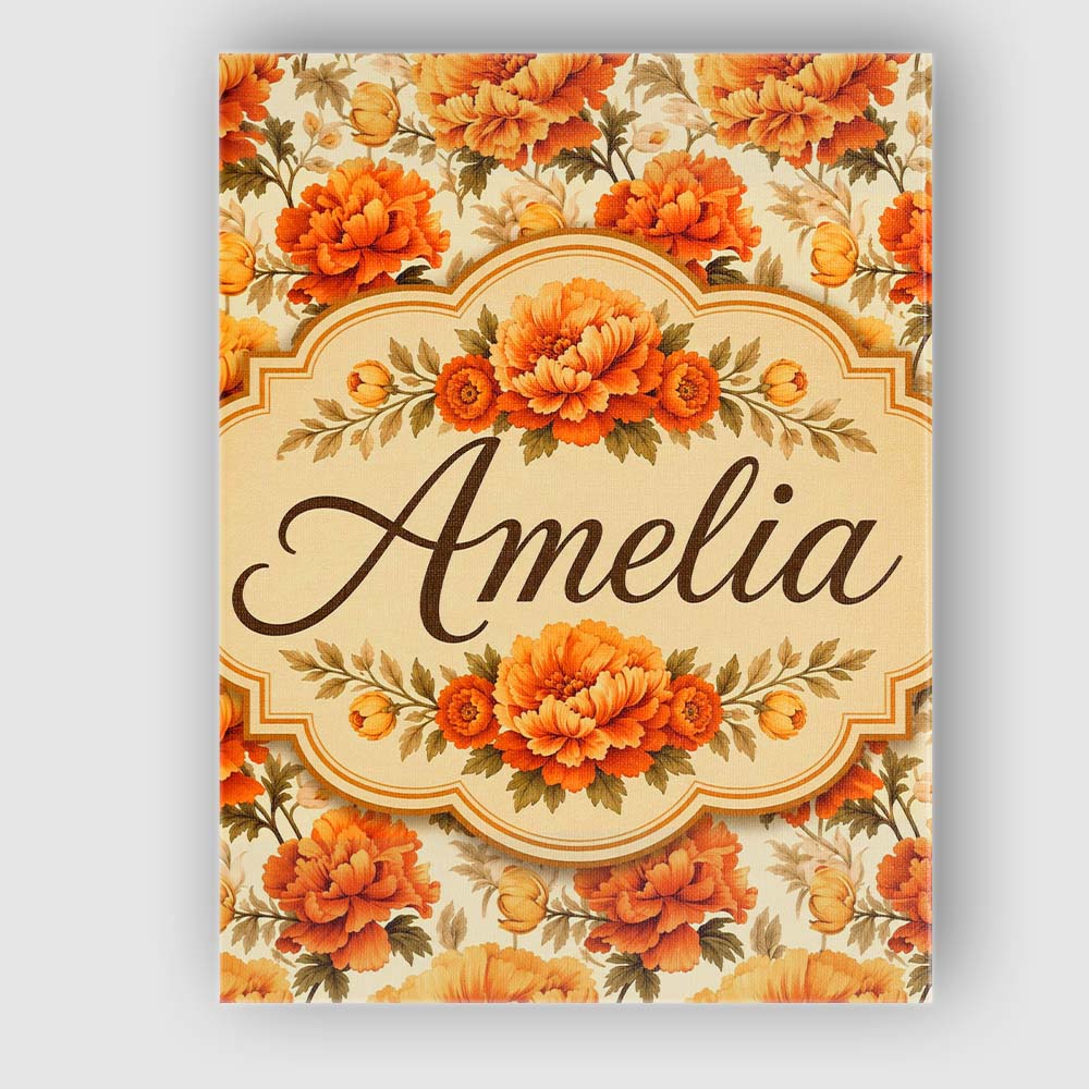 Personalised Name Large Orange and Cream Custom Unique Gift Idea Elegant Feature Canvas Wall Art Print Decor Picture Ready to Hang
