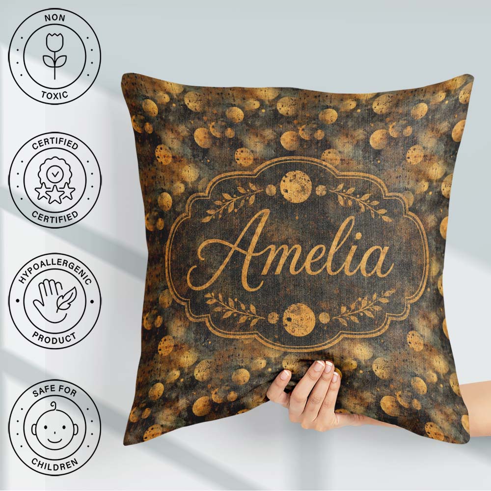 Custom Name Grunge Abstract Circles Seamless Pattern Texture Square Filled Cushion Throw Pillow Sofa Bed Home Decor Zip Washable UK Made