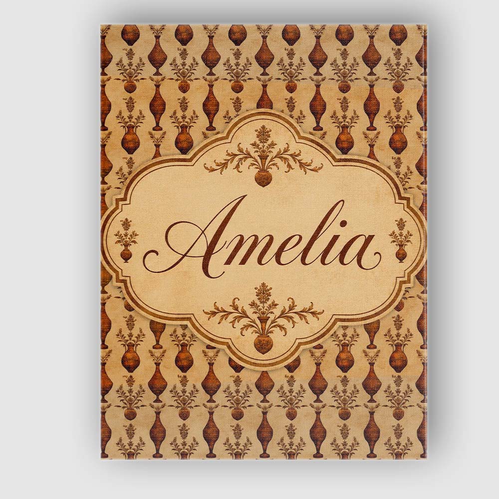 Personalised Name Classic Brown Vase Custom Premium Decorative Design Modern Room Accent Canvas Wall Art Print Decor Picture Ready to Hang