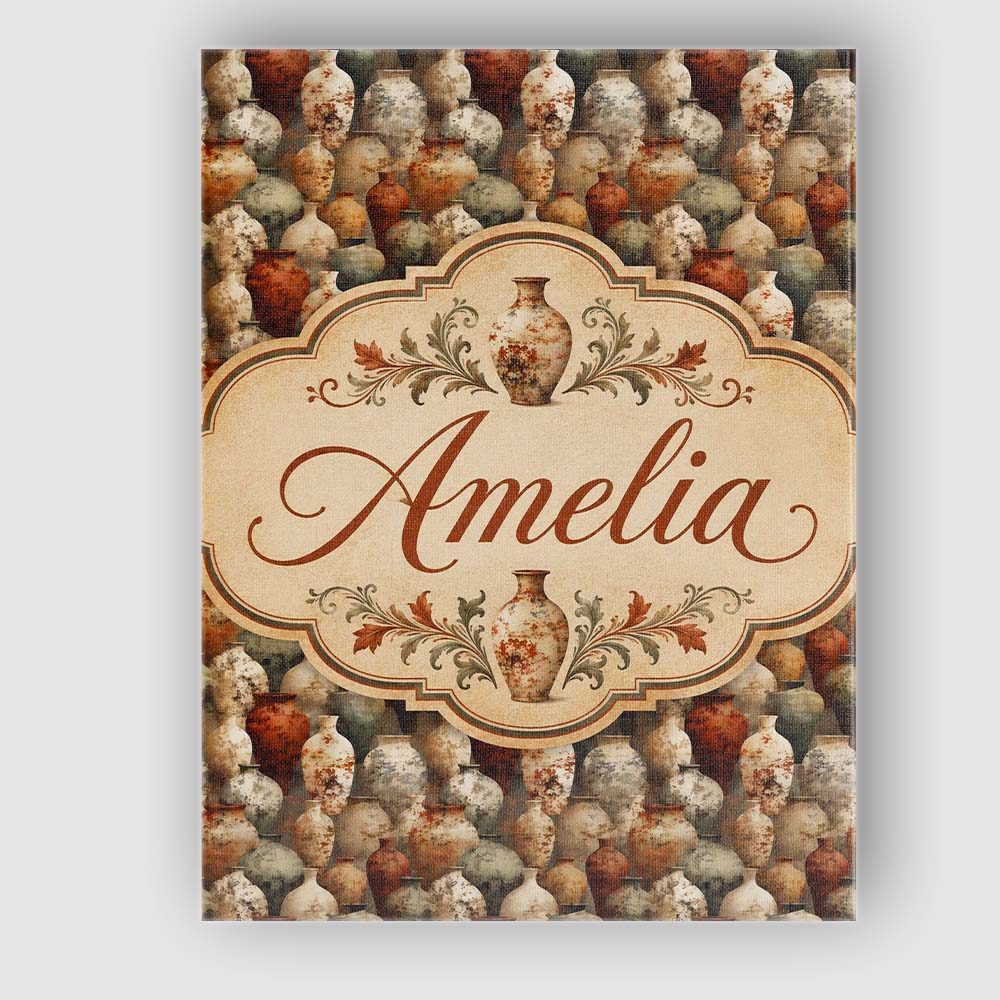 Personalised Name Rustic Aged Ceramic Vase Custom Unique Gift Idea Elegant Feature Canvas Wall Art Print Decor Picture Ready to Hang