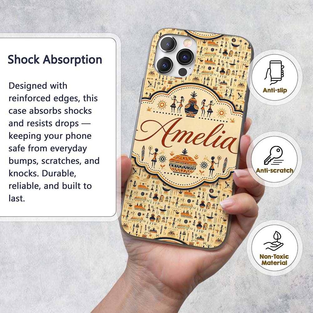 Ancient Egyptian with Figures Printed Design Custom Name Protective Phone Case Mobile Cover Durable Everyday Smartphone Shock Resistant