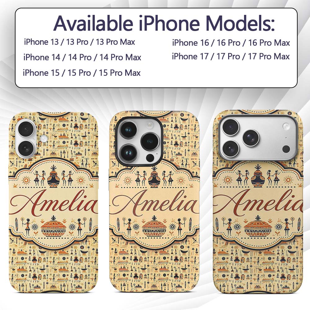 Ancient Egyptian with Figures Printed Design Custom Name Protective Phone Case Mobile Cover Durable Everyday Smartphone Shock Resistant