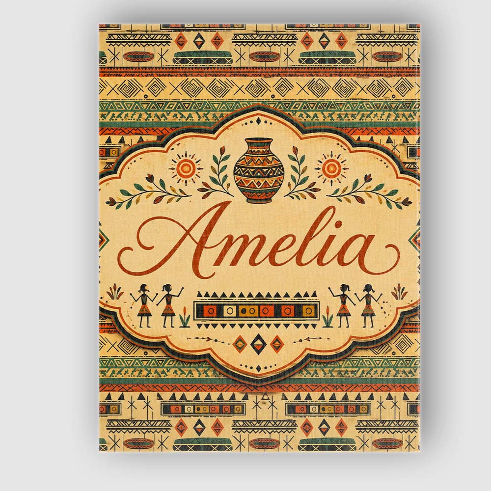 Personalised Name Geometric Tribal Stripe Custom Unique Gift Idea Elegant Feature Canvas Wall Art Print Decor Picture Ready to Hang