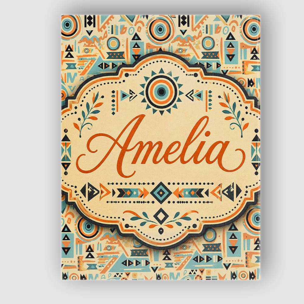 Personalised Name Geometric Pattern with Custom Unique Gift Idea Elegant Feature Canvas Wall Art Print Decor Picture Ready to Hang