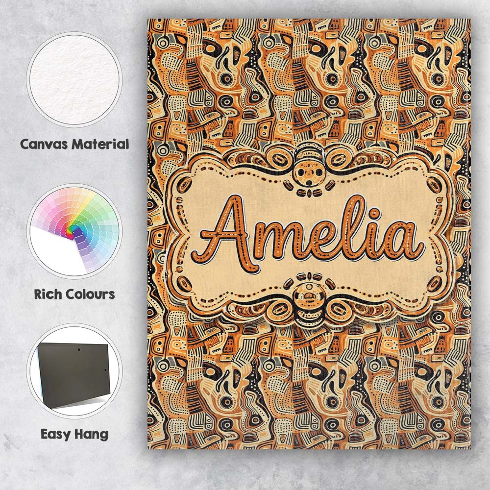 Personalised Name Abstract Tribal Line Custom Modern Room Accent Elegant Feature Canvas Wall Art Print Decor Picture Ready to Hang