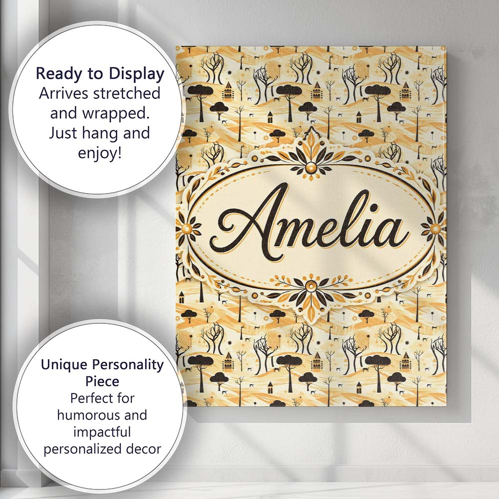 Personalised Name Minimalist African Custom Premium Decorative Design Modern Room Accent Canvas Wall Art Print Decor Picture Ready to Hang