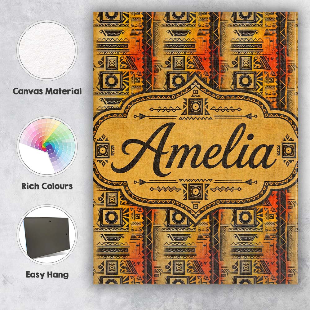 Personalised Name Bold Tribal Panel Pattern Custom Bespoke Interior Contemporary Canvas Wall Art Print Decor Picture Ready to Hang