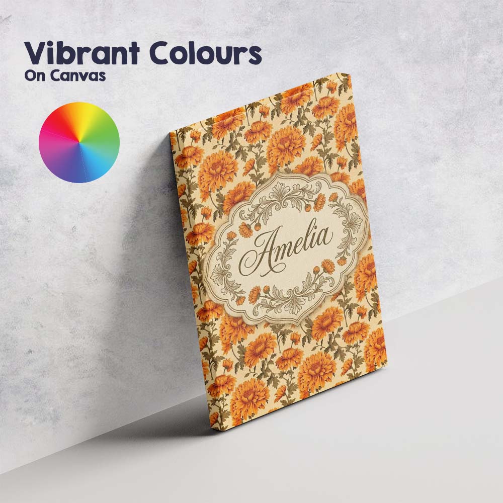 Personalised Name Painterly Floral with Custom Modern Room Accent Elegant Feature Canvas Wall Art Print Decor Picture Ready to Hang