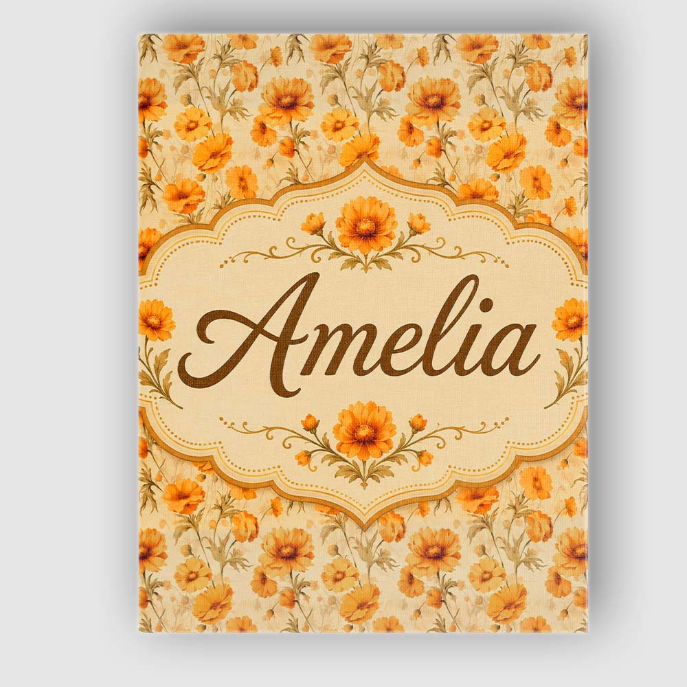 Personalised Name Chrysanthemum Floral on Custom Unique Gift Idea Elegant Feature Canvas Wall Art Print Decor Picture Ready to Hang