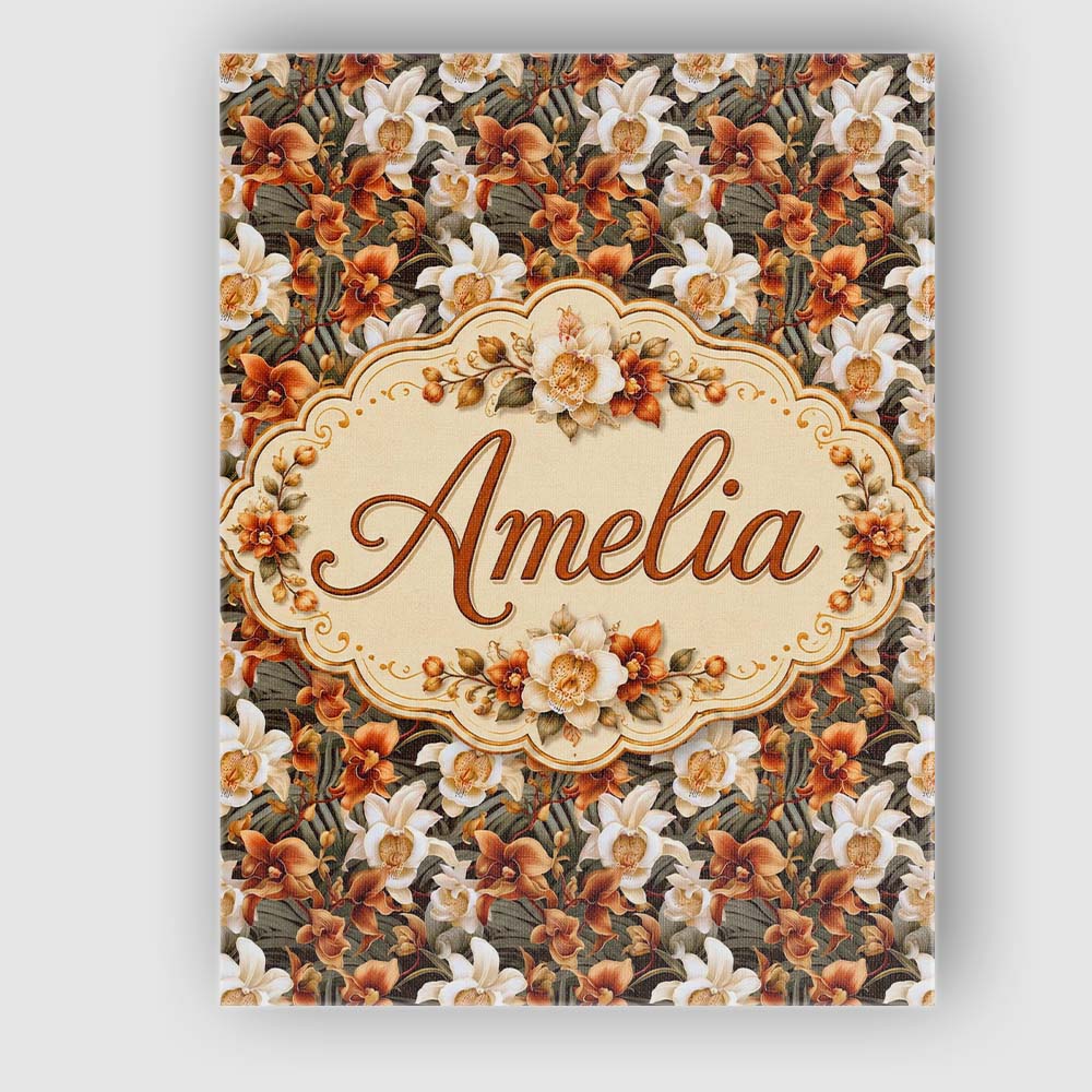 Personalised Name Bold Cream and Orange Custom Modern Room Accent Elegant Feature Canvas Wall Art Print Decor Picture Ready to Hang