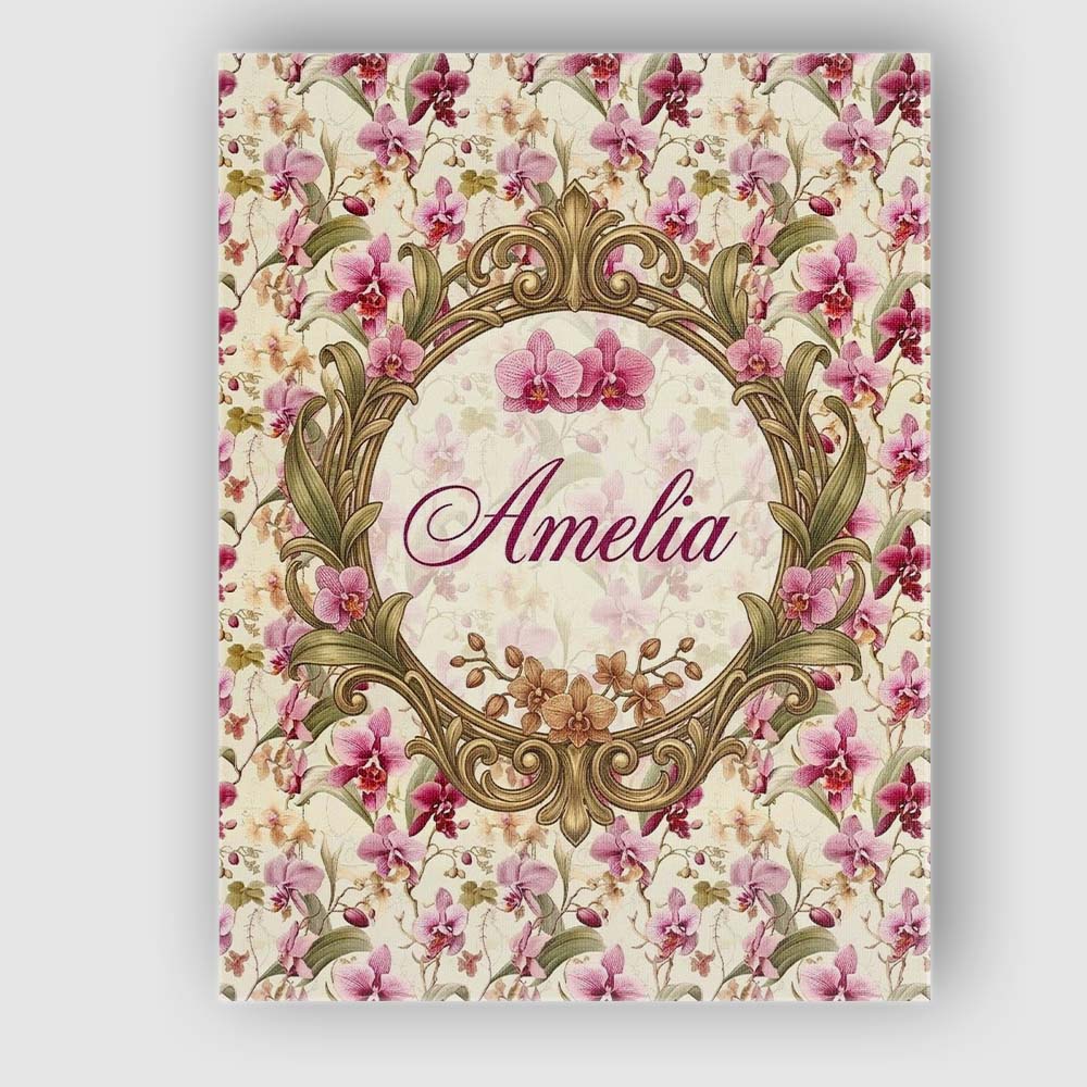 Personalised Name Pink Orchid Garden Floral Custom Bespoke Interior Contemporary Canvas Wall Art Print Decor Picture Ready to Hang