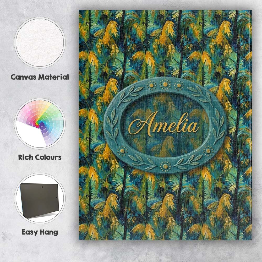 Personalised Name Bold Painterly Tropical Custom Unique Gift Idea Elegant Feature Canvas Wall Art Print Decor Picture Ready to Hang