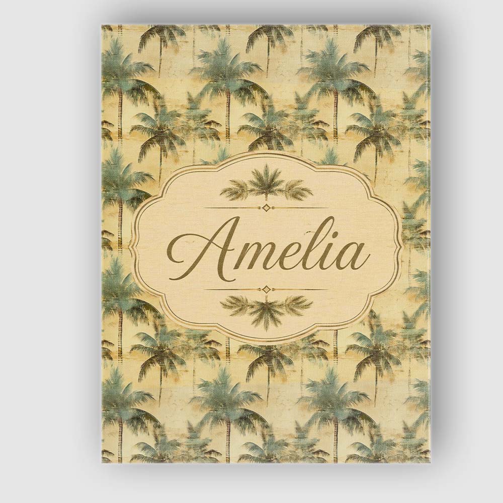 Personalised Name Muted Coastal Palm Tree Custom Unique Gift Idea Elegant Feature Canvas Wall Art Print Decor Picture Ready to Hang