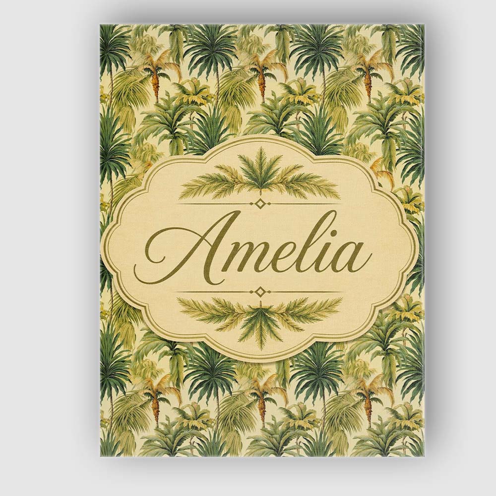 Personalised Name Lush Green Tropical Palm Custom Unique Gift Idea Elegant Feature Canvas Wall Art Print Decor Picture Ready to Hang