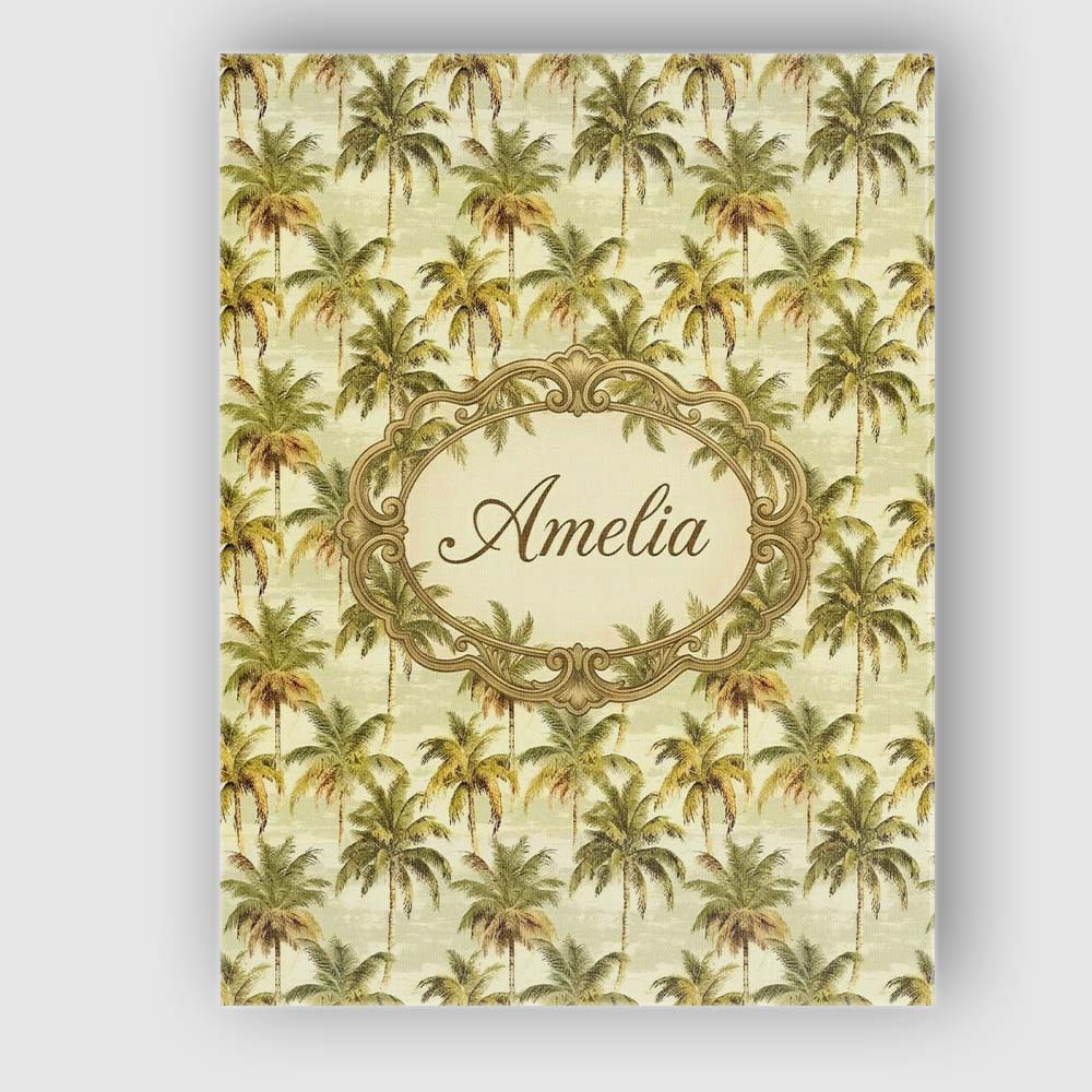 Personalised Name Soft Coastal Palm Tree Custom Unique Gift Idea Elegant Feature Canvas Wall Art Print Decor Picture Ready to Hang