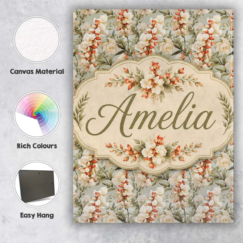 Personalised Name Elegant Cream and Soft Custom Interior Decorative Contemporary Canvas Wall Art Print Decor Picture Ready to Hang