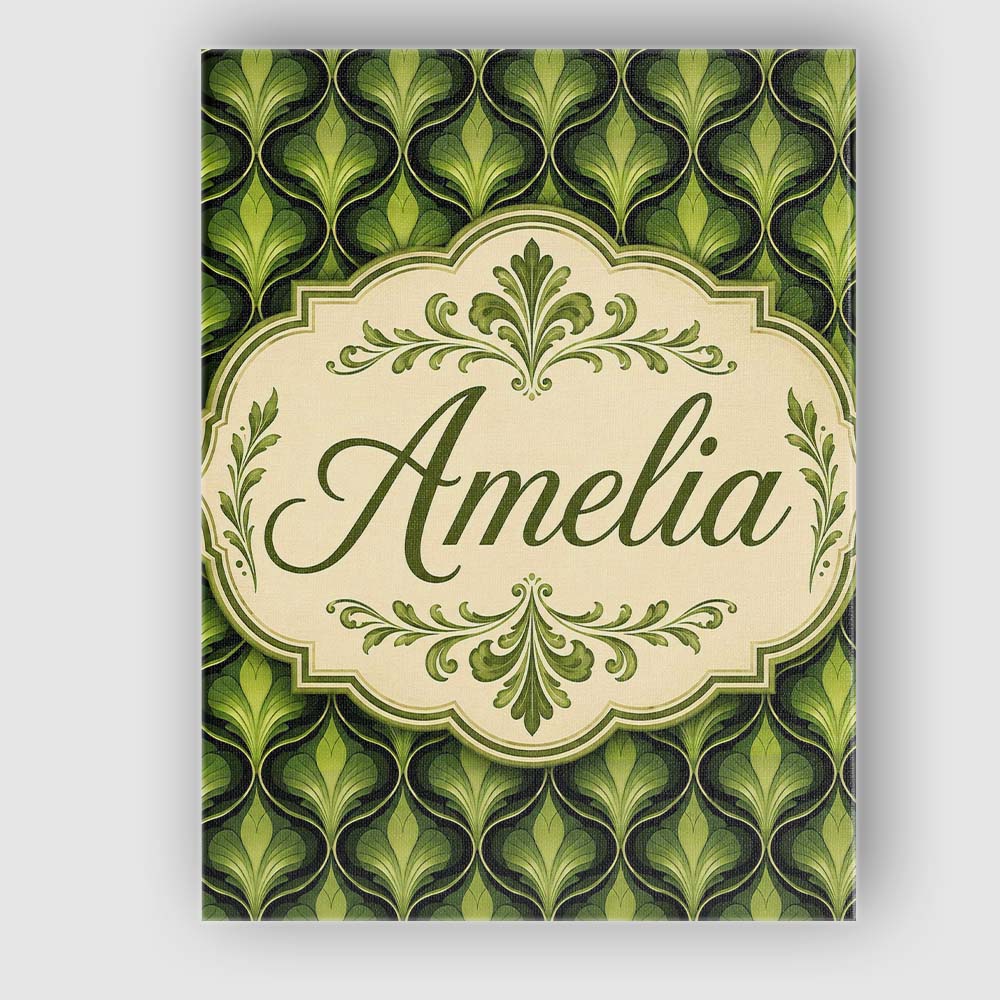 Personalised Name Elegant Olive Green Custom Unique Gift Idea Modern Room Accent Canvas Wall Art Print Decor Picture Ready to Hang