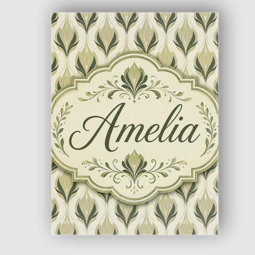Personalised Name Soft Sage Green Floral Custom Unique Gift Idea Elegant Feature Canvas Wall Art Print Decor Picture Ready to Hang