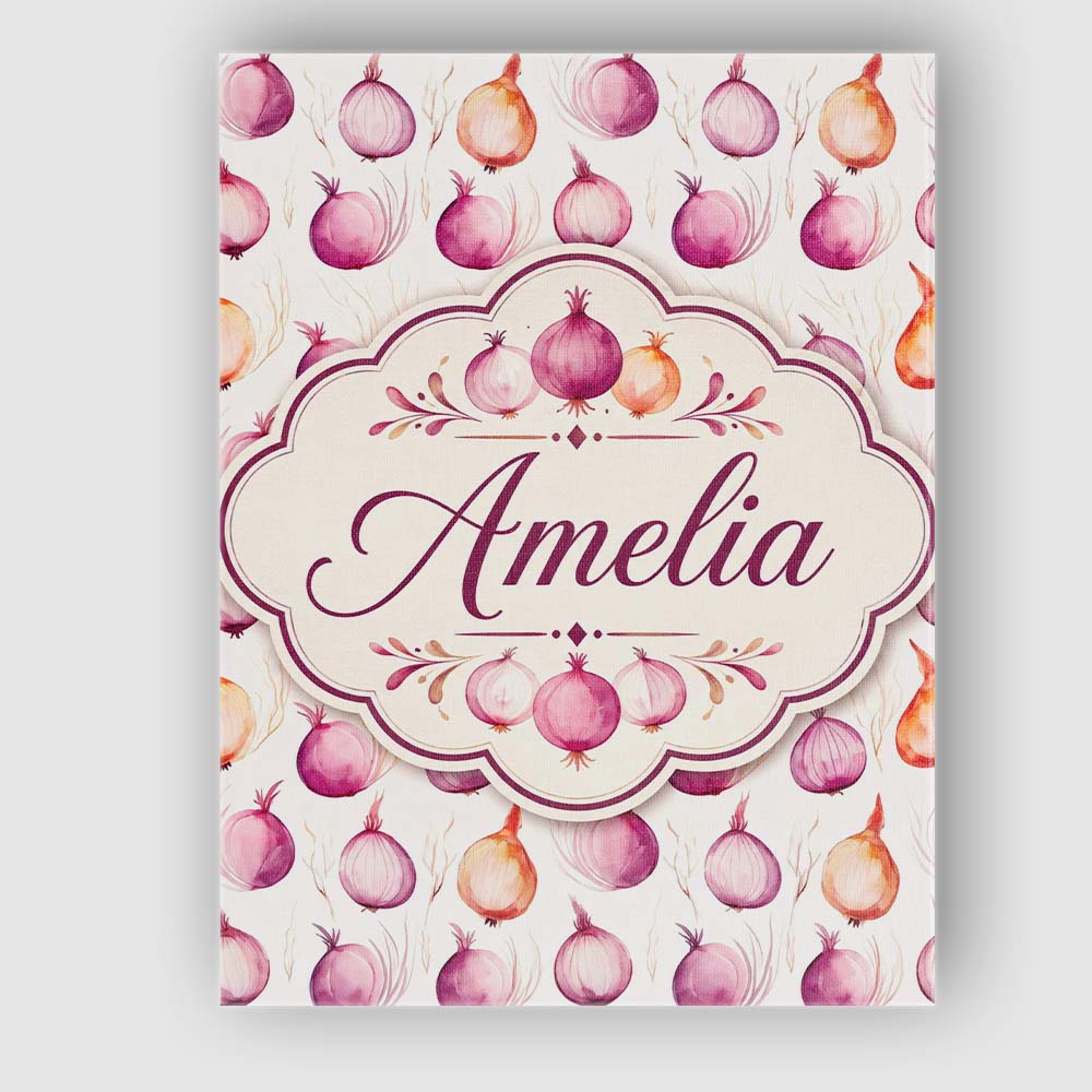 Personalised Name Watercolor Onion Repeat Custom Unique Gift Idea Elegant Feature Canvas Wall Art Print Decor Picture Ready to Hang