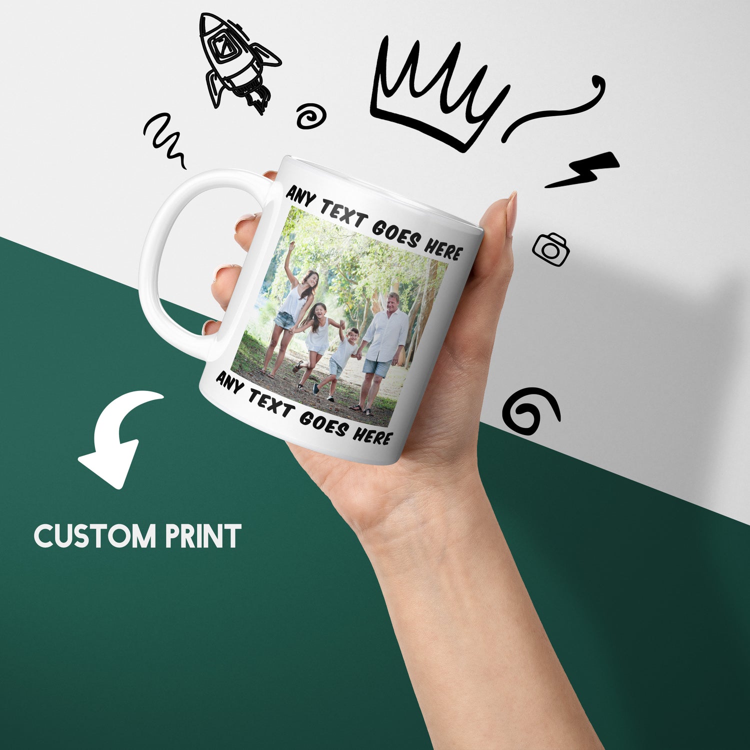 Personalised Upload Your Own Photos Custom Text Coffee Cup Tea Mug Gift Him Her
