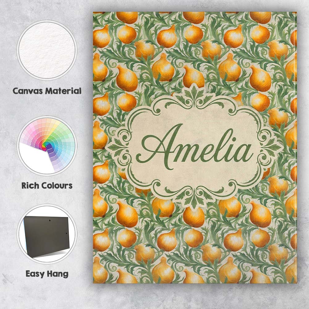 Personalised Name Ornate Golden Onion Vine Custom Unique Gift Idea Elegant Feature Canvas Wall Art Print Decor Picture Ready to Hang