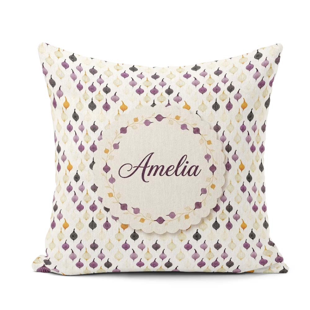 Custom Name Minimal Onion Repeat Black Purple Scandinavian Style Square Filled Cushion Throw Pillow Sofa Bed Home Decor Zip Washable UK Made