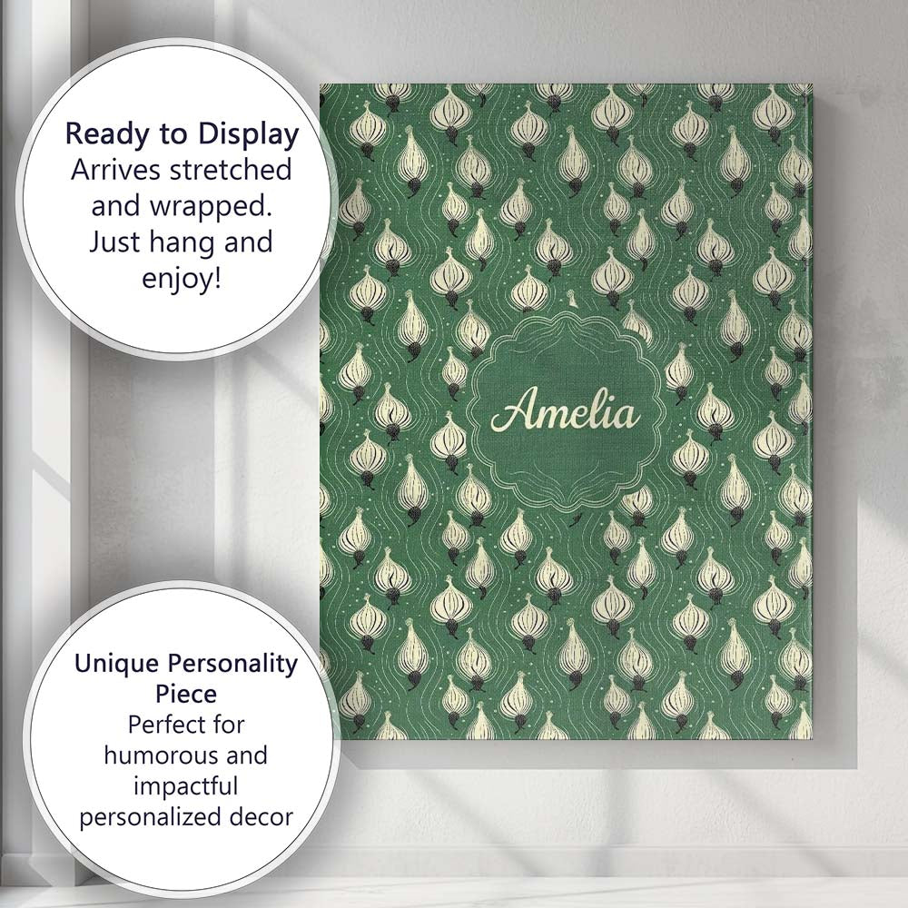 Personalised Name Dark Green Onion Seamless Custom Bespoke Interior Contemporary Canvas Wall Art Print Decor Picture Ready to Hang