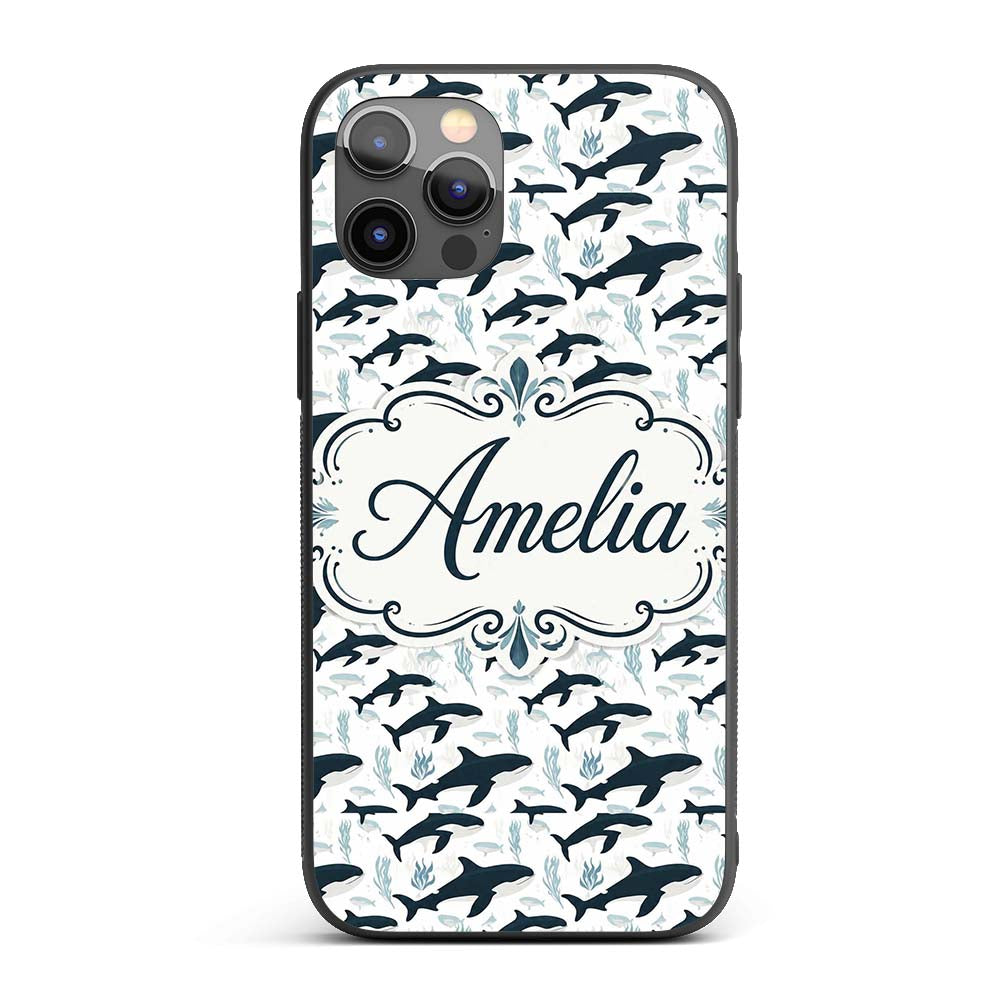 Realistic Orca Whale Water Reflection Seamless Custom Name Protective Phone Case Mobile Cover Durable Everyday Smartphone Shock Resistant