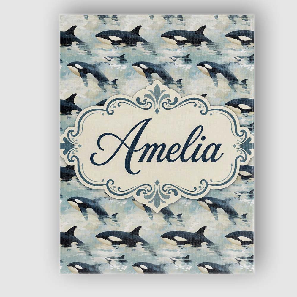 Personalised Name Orca Whale Ocean Surface Custom Unique Gift Idea Elegant Feature Canvas Wall Art Print Decor Picture Ready to Hang