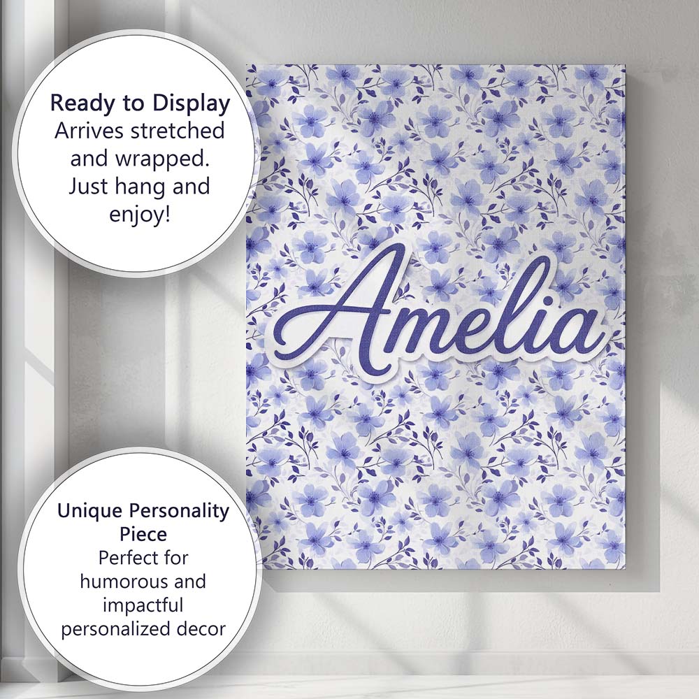 Personalised Name Soft Lavender Watercolor Custom Unique Gift Idea Elegant Feature Canvas Wall Art Print Decor Picture Ready to Hang